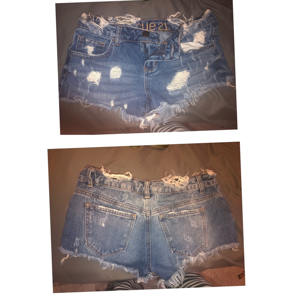 Rue 21 shredded Jean shorts.
